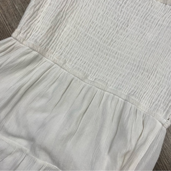 Jessica Simpson Dress Women M White Square Neck Tiered Rayon Lined Mini Crochet - Picture 8 of 10